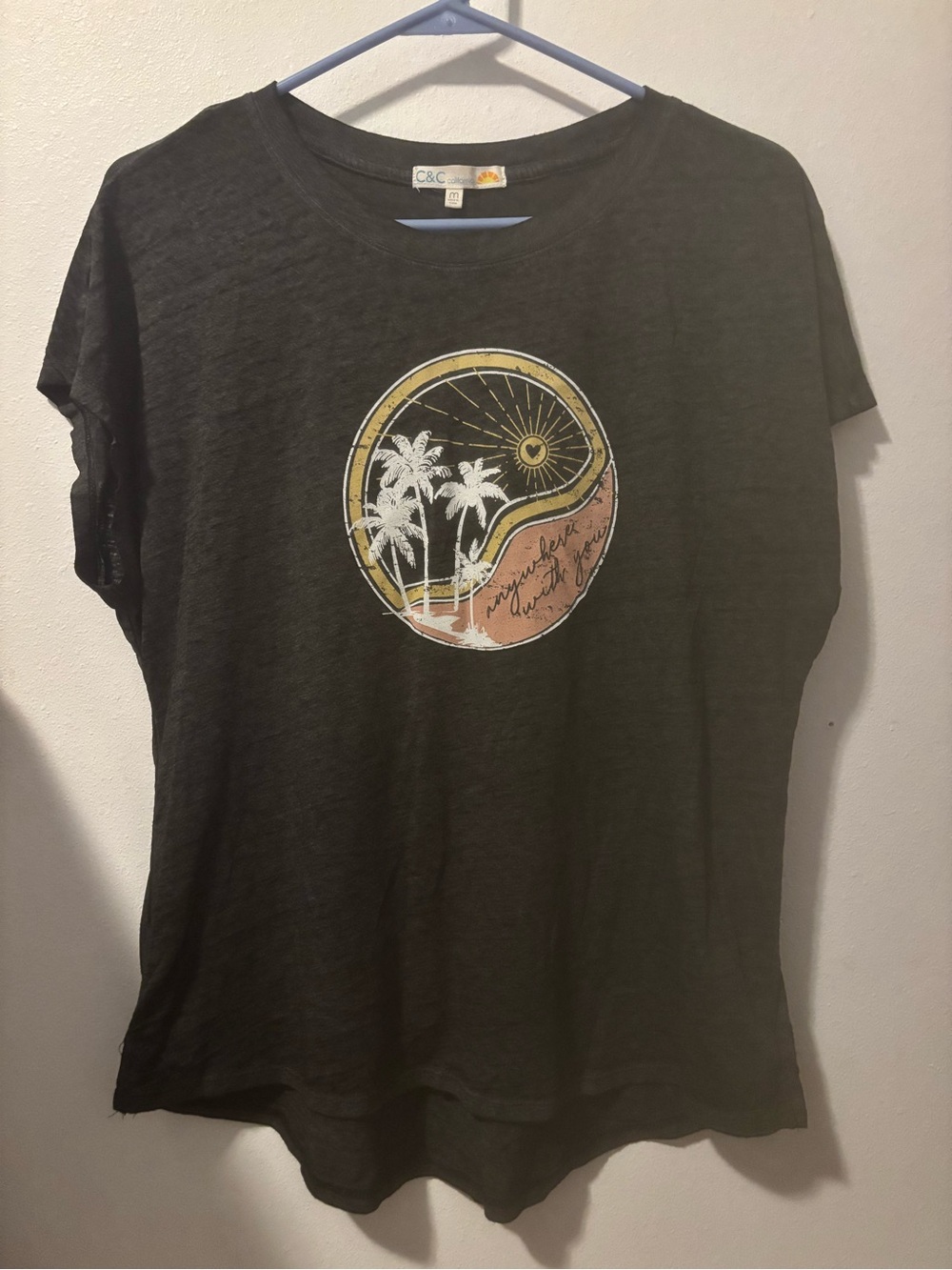 C&C California Black Short Sleeve Tee with Palm Graphic
